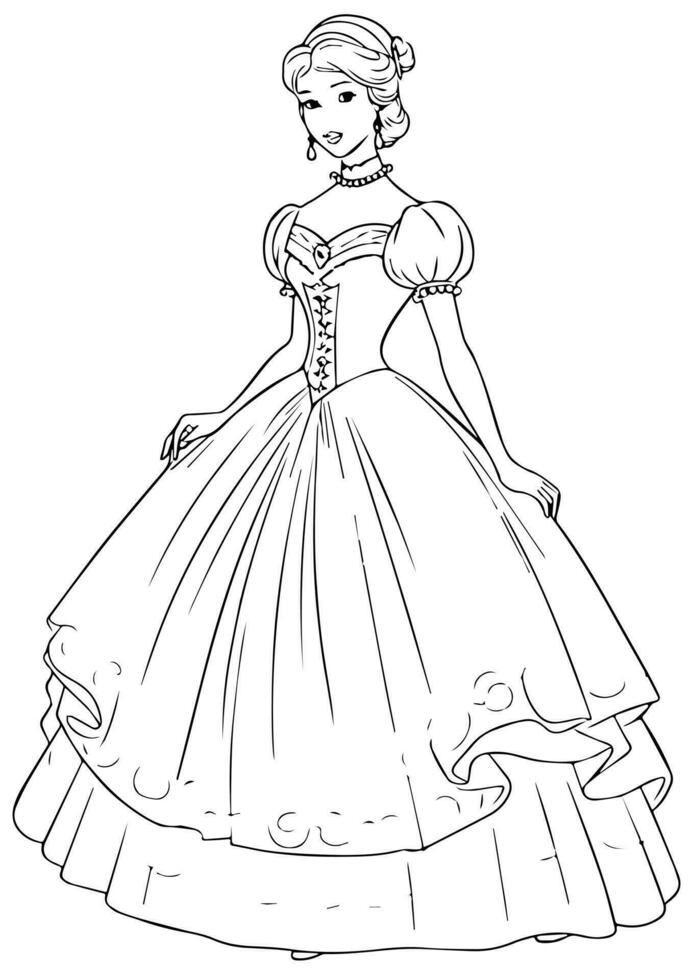 Princes coloring page black and white vector