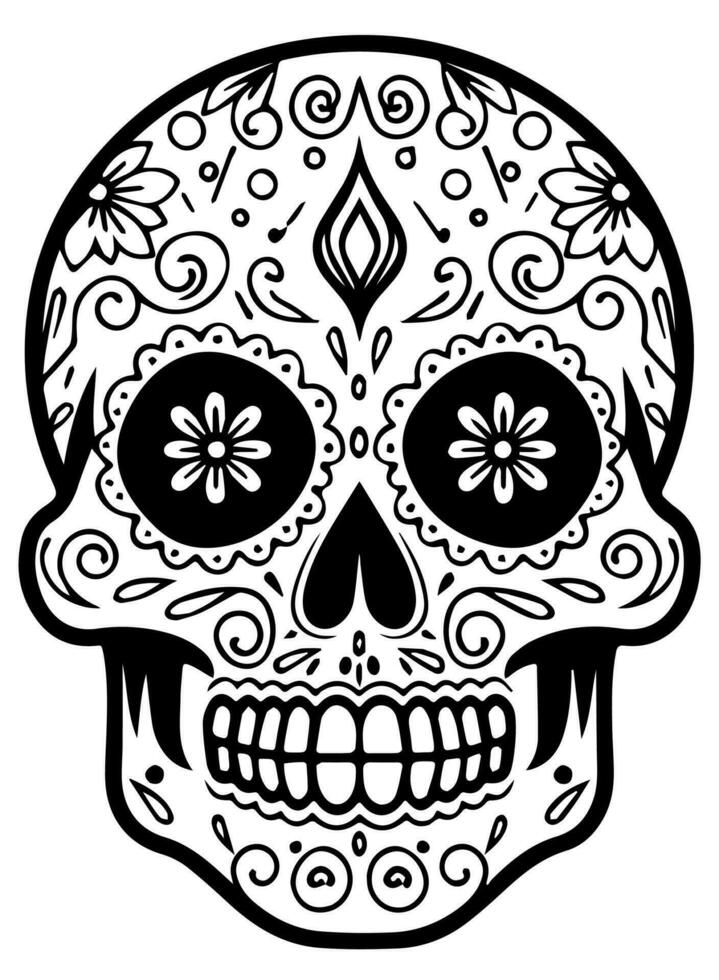 Hispanic heritage sugar skull marigold Festive dia de los muertos vector icon