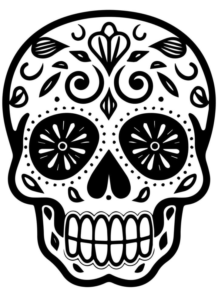 Hispanic heritage sugar skull marigold Festive dia de los muertos vector icon