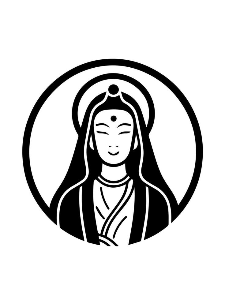 Vector icon of Guanyin bodhisattva Asian deity