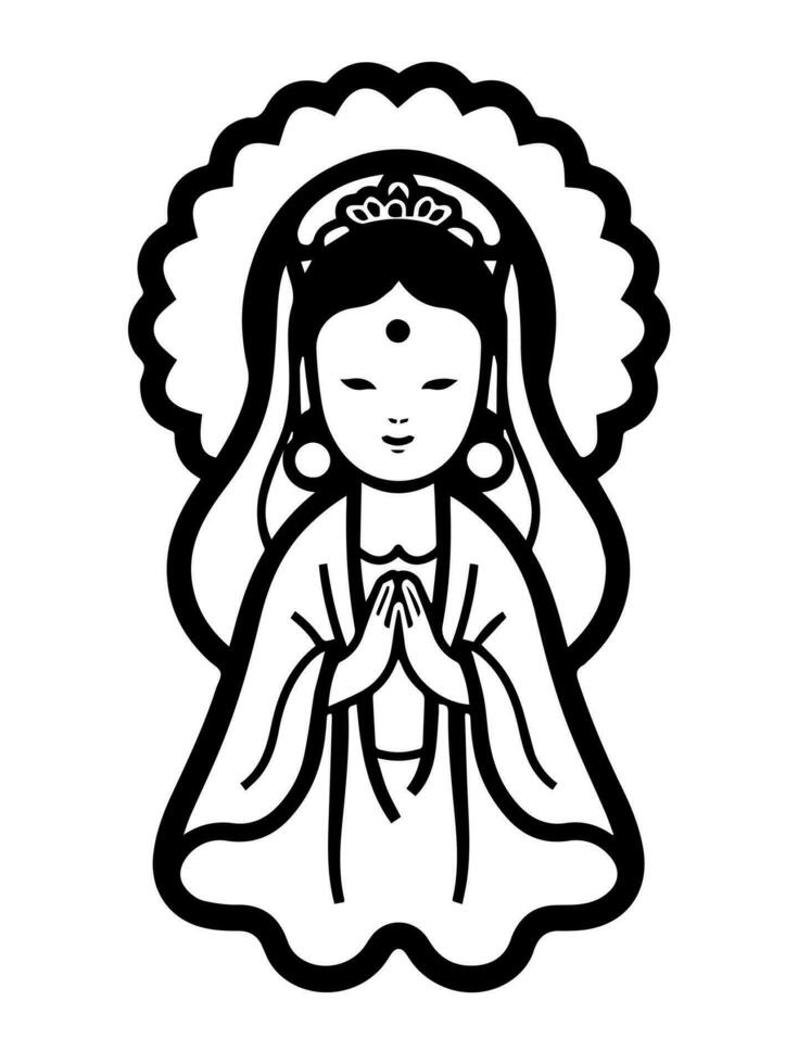 Vector icon of Guanyin bodhisattva Asian deity