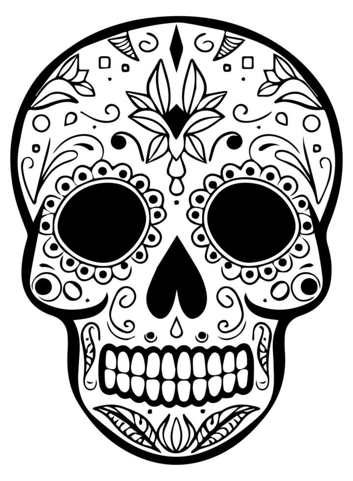 Hispanic heritage sugar skull marigold Festive dia de los muertos vector icon