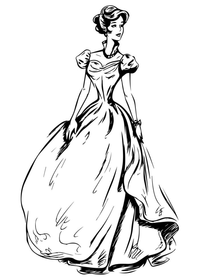 Princes coloring page black and white vector