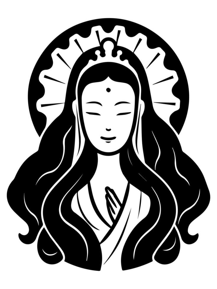 Vector icon of Guanyin bodhisattva Asian deity