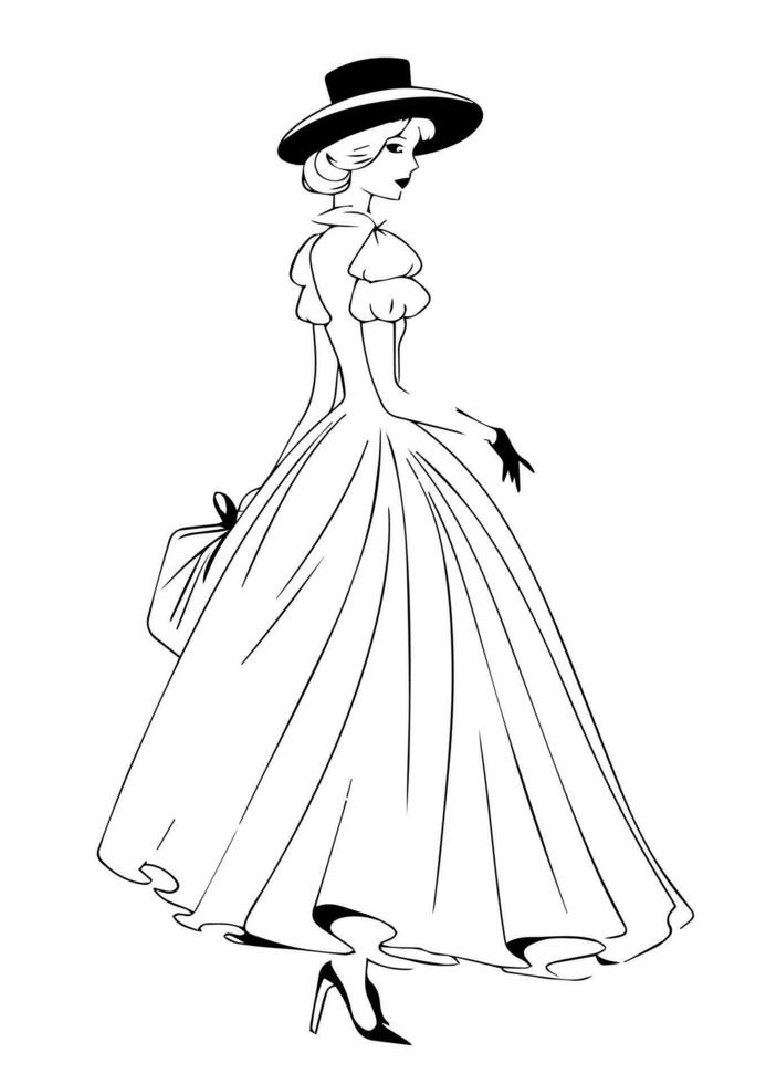 Princes coloring page black and white vector