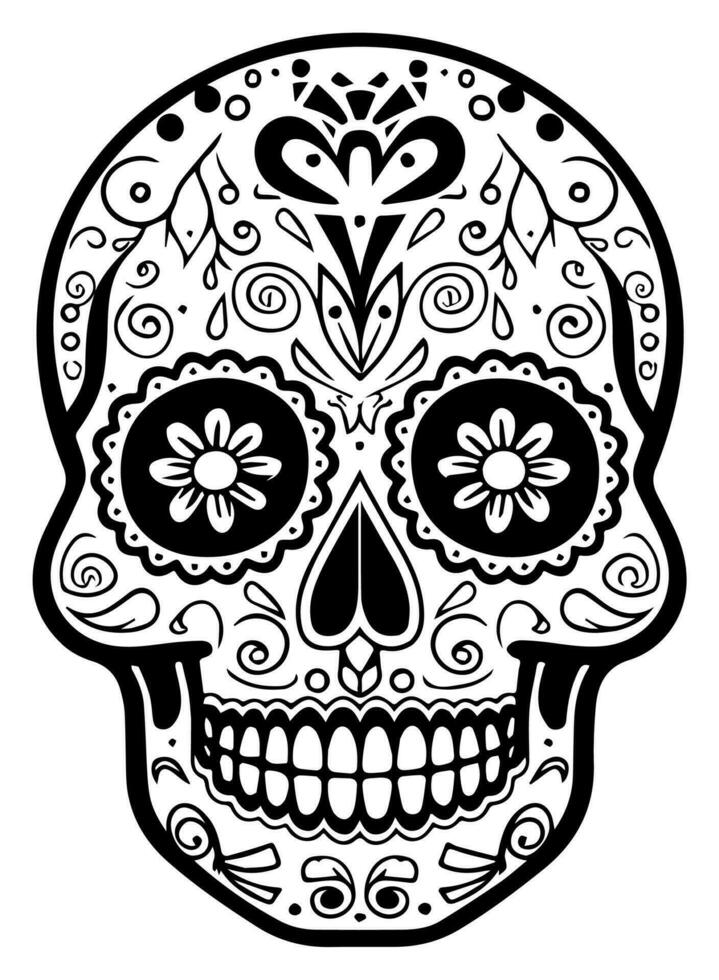 Hispanic heritage sugar skull marigold Festive dia de los muertos vector icon