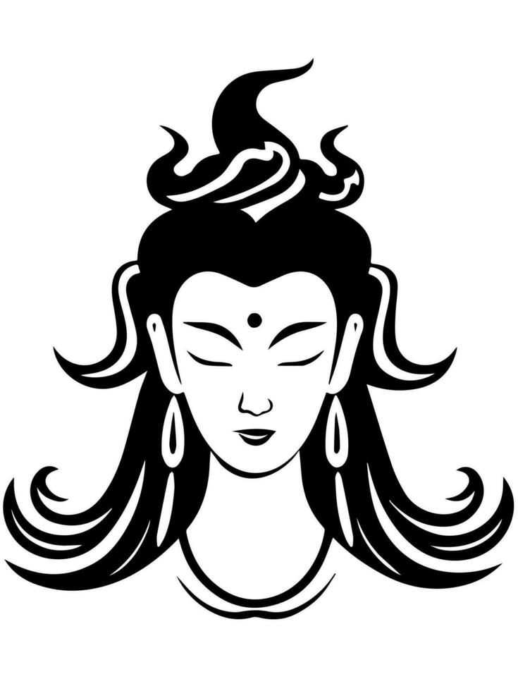 Vector icon of Guanyin bodhisattva Asian deity