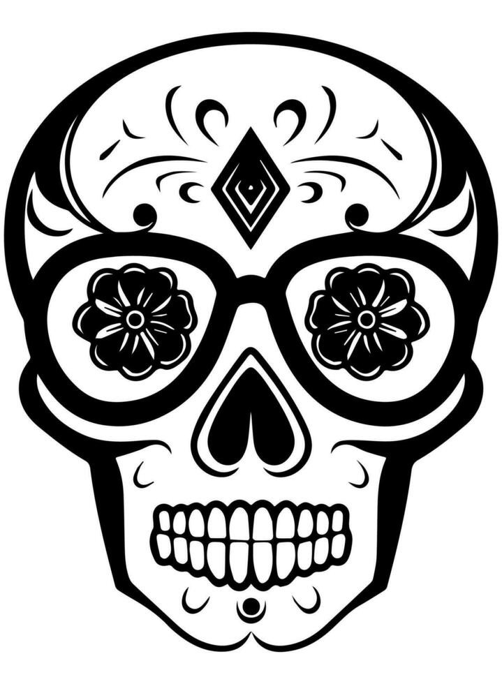 Hispanic heritage sugar skull marigold Festive dia de los muertos vector icon