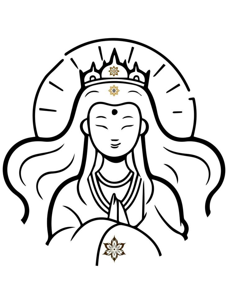 vector icono de Guanyin bodhisattva asiático deidad