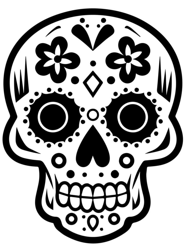 Hispanic heritage sugar skull marigold Festive dia de los muertos vector icon