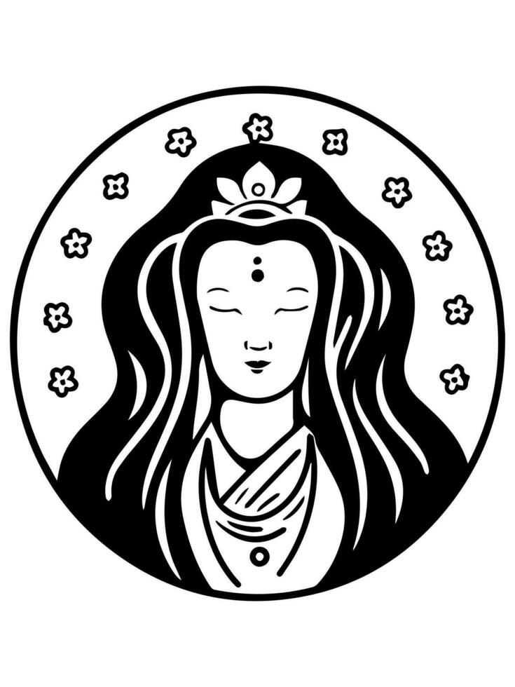 Vector icon of Guanyin bodhisattva Asian deity