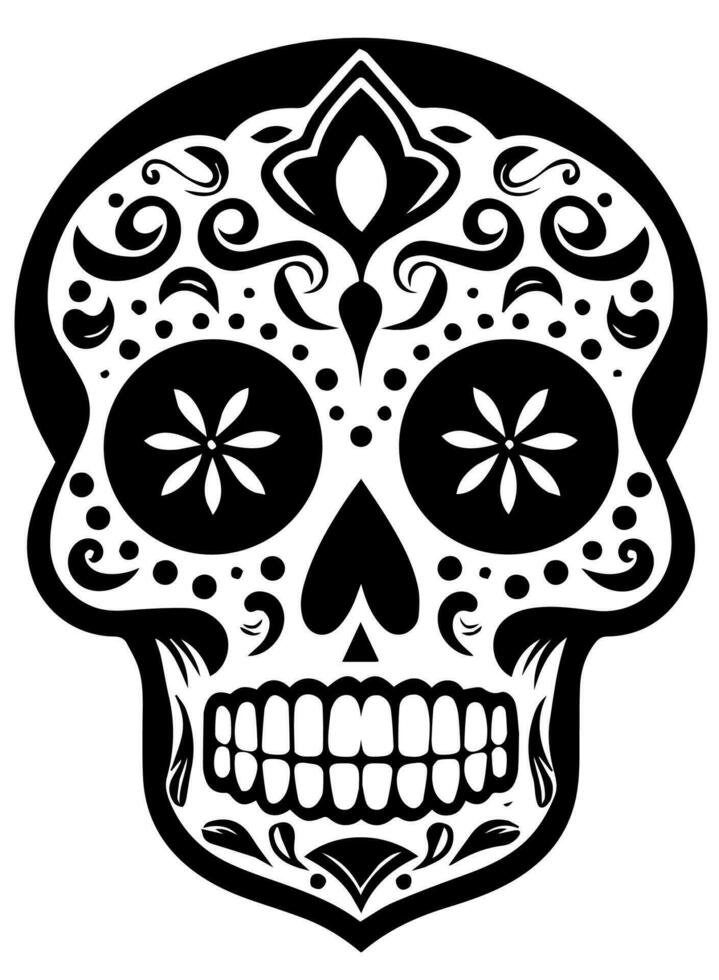 Hispanic heritage sugar skull marigold Festive dia de los muertos vector icon
