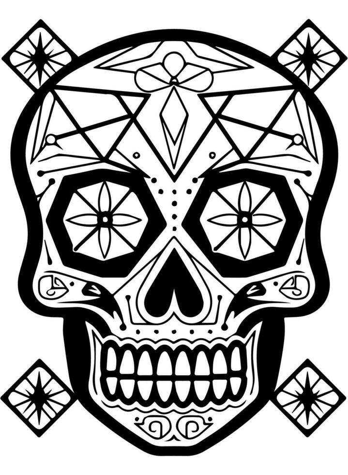 Hispanic heritage sugar skull marigold Festive dia de los muertos vector icon