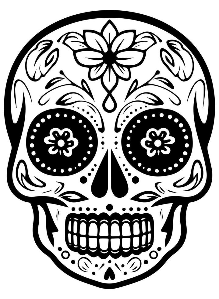 Hispanic heritage sugar skull marigold Festive dia de los muertos vector icon