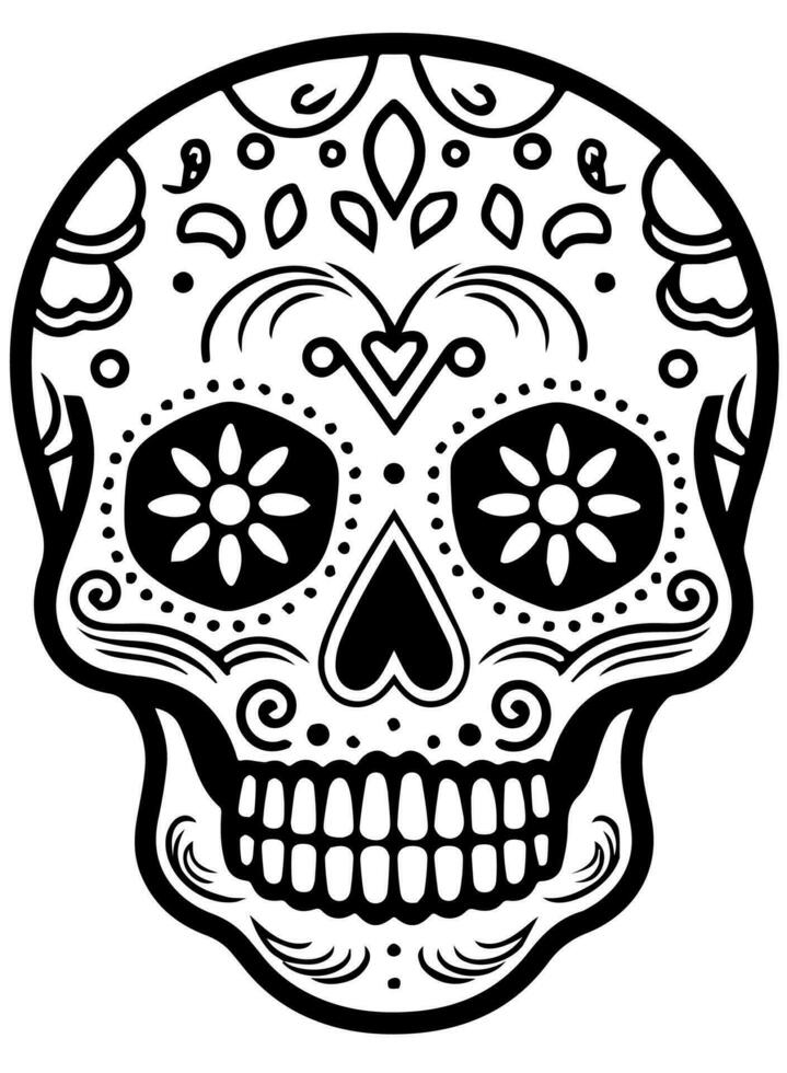 Hispanic heritage sugar skull marigold Festive dia de los muertos vector icon