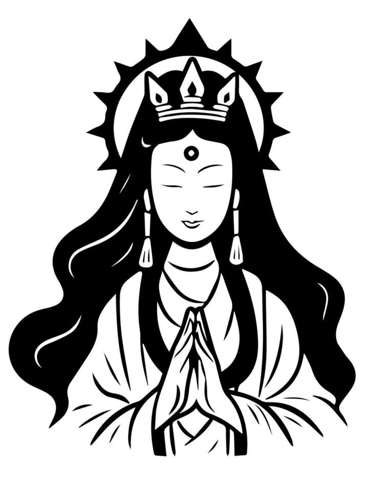 Vector icon of Guanyin bodhisattva Asian deity