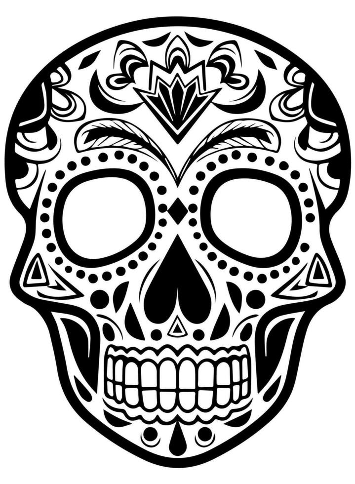 Hispanic heritage sugar skull marigold Festive dia de los muertos vector icon