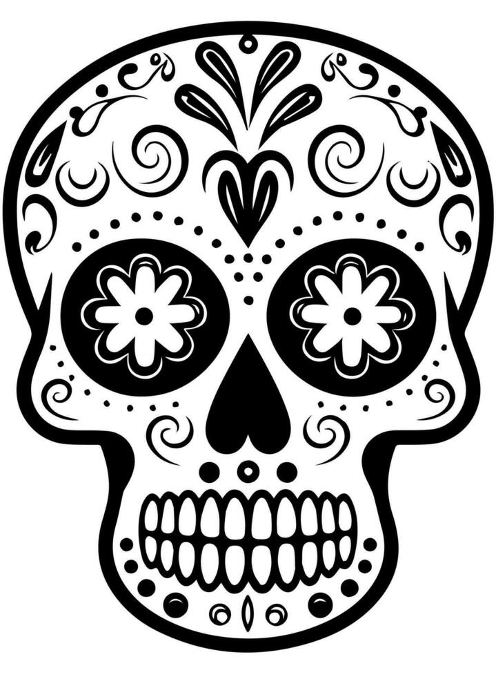 Hispanic heritage sugar skull marigold Festive dia de los muertos vector icon