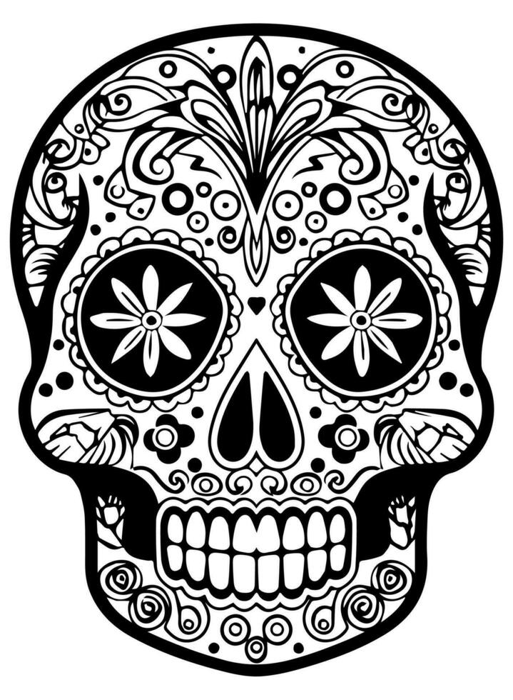 Hispanic heritage sugar skull marigold Festive dia de los muertos vector icon