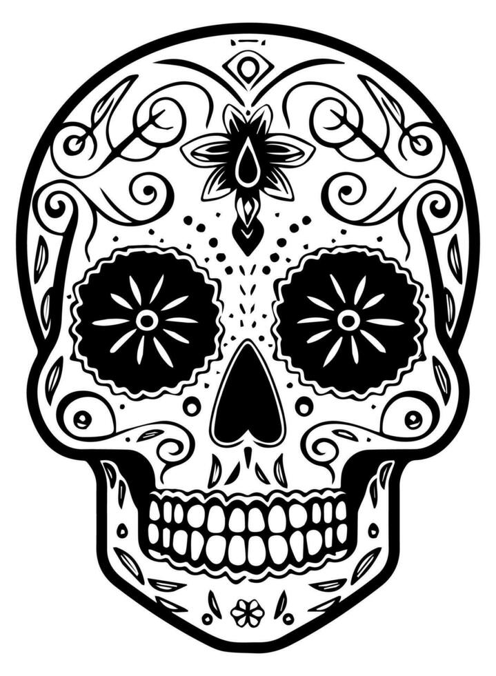 Hispanic heritage sugar skull marigold Festive dia de los muertos vector icon