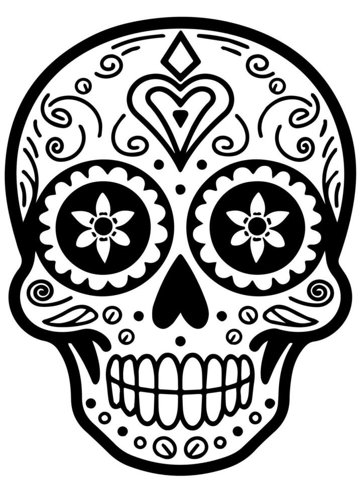 Hispanic heritage sugar skull marigold Festive dia de los muertos vector icon