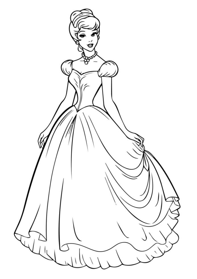 Princes coloring page black and white 23868564 Vector Art at Vecteezy