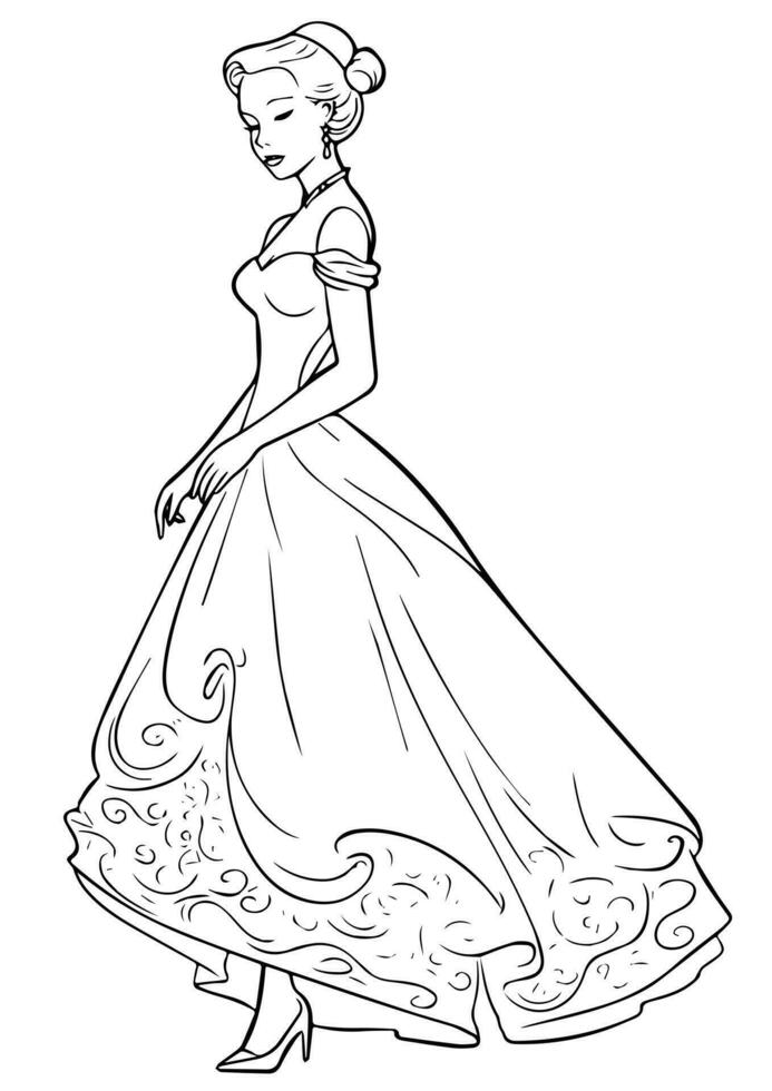 Princes coloring page black and white vector