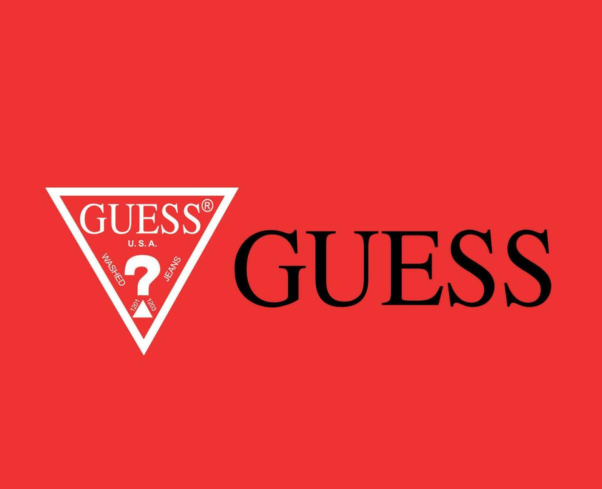 Guess Brand Logo With Name Symbol Design Clothes Fashion Vector Illustration With Red Background
