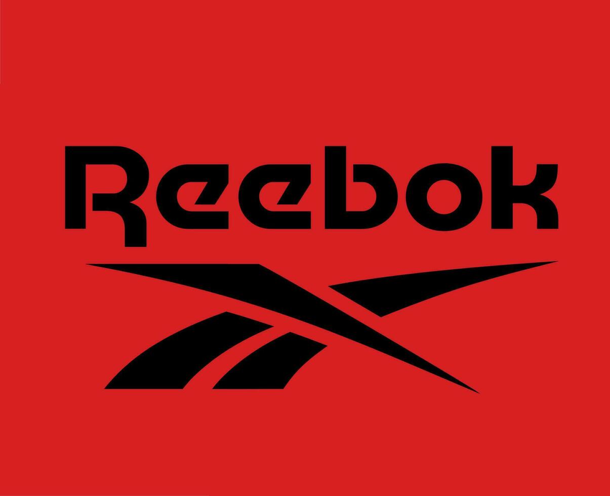 Reebok Brand Logo Black Symbol Clothes Design Icon Abstract Vector Illustration With Red Background