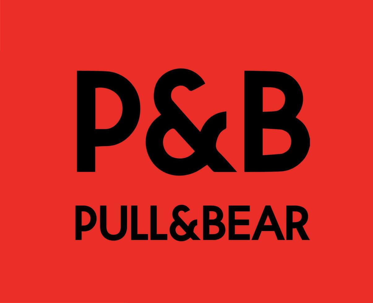 Pull And Bear Brand Logo With Name Black Symbol Clothes Design Icon Abstract Vector Illustration With Red Background