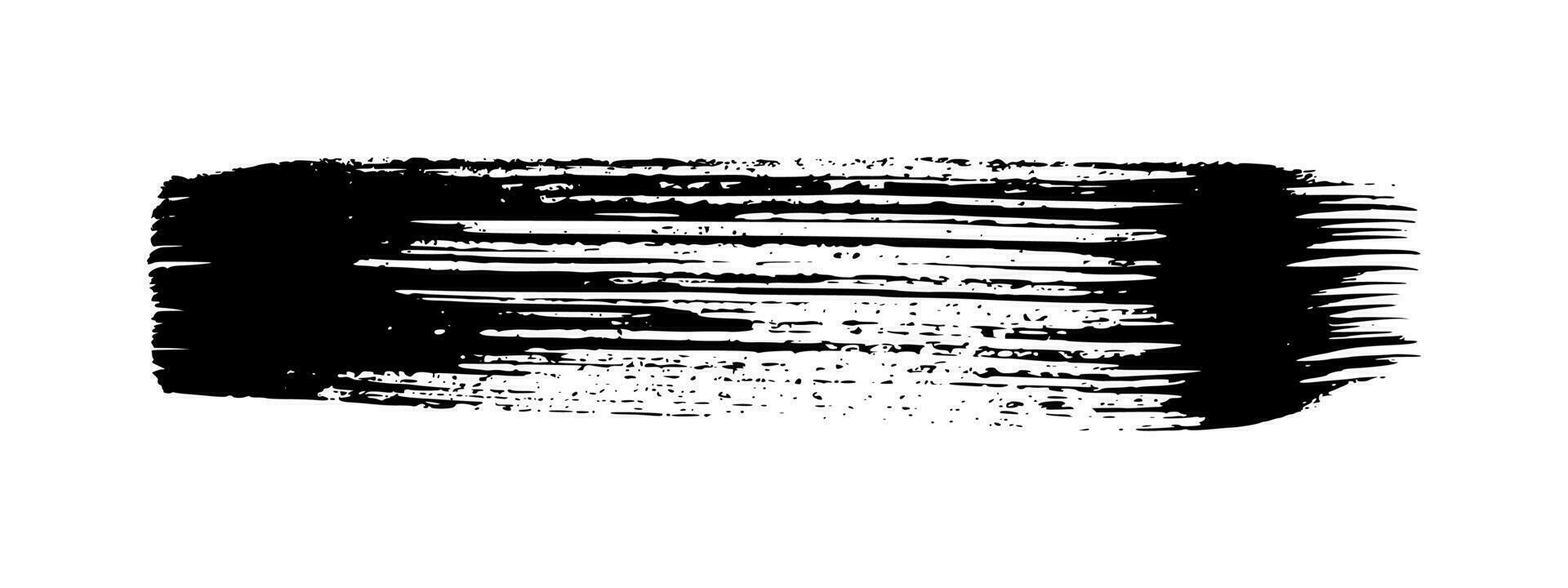 Black grunge brush stroke. Painted ink stripe. Ink spot isolated on white background. Vector illustration