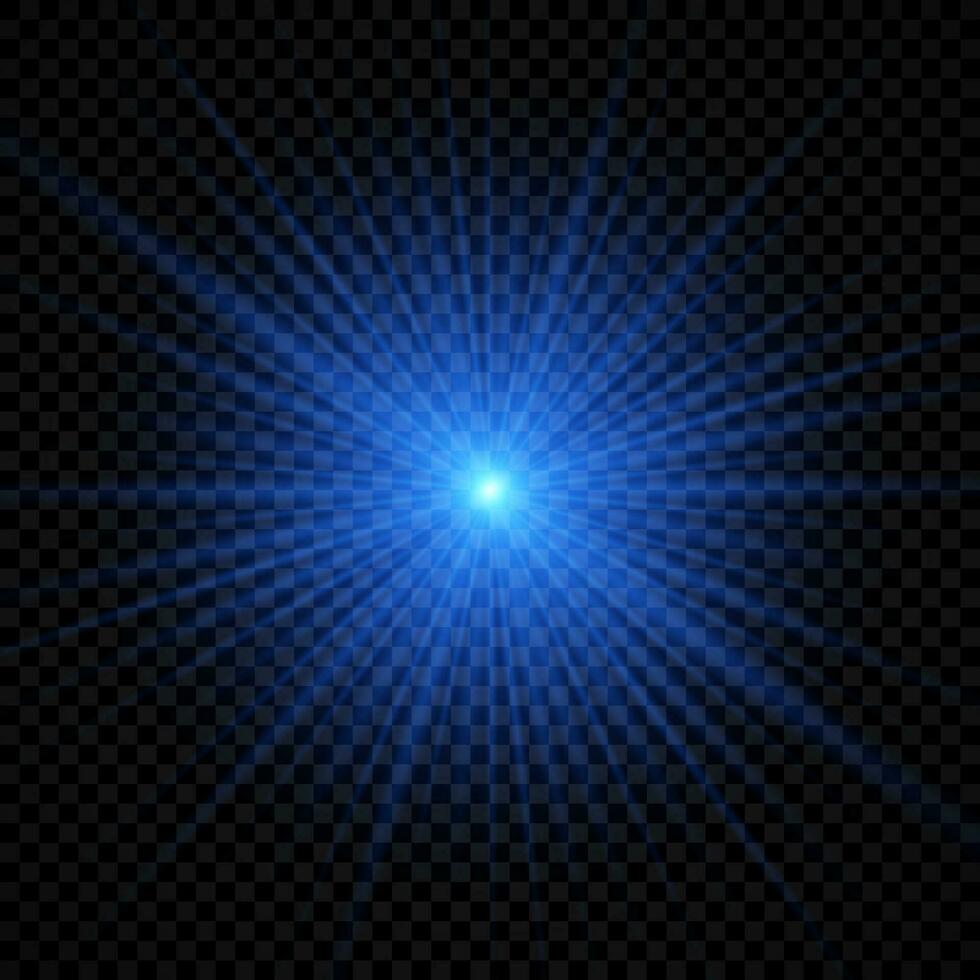 Light effect of lens flares. Blue glowing lights starburst effects with sparkles vector
