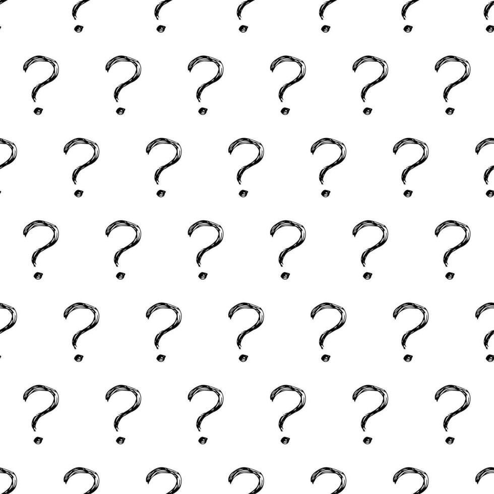 Seamless pattern with hand drawn question mark symbol. Black sketch question mark symbol on white background. Vector illustration