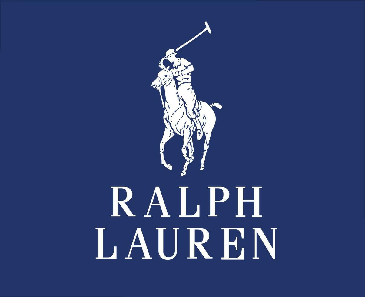 Ralph lauren marca símbolo con nombre blanco logo ropa diseño icono resumen vector ilustración con azul antecedentes