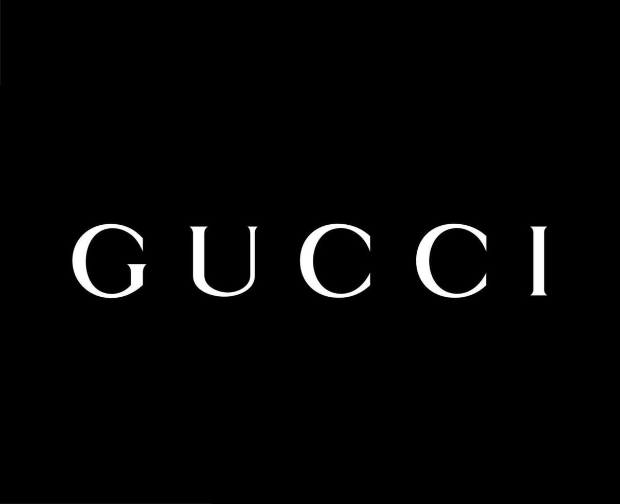Gucci Logo Brand Symbol Name White Design Clothes Fashion Vector Illustration With Black Background