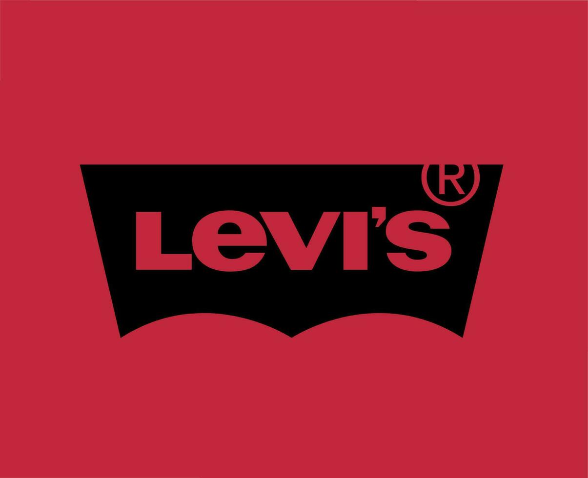 Levis Brand Clothes Logo Black Symbol Design Fashion Vector Illustration With Red Background