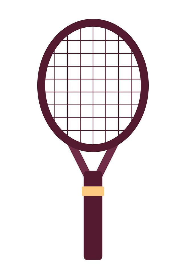 Tennis racquet semi flat colour vector object. Wooden sports equipment. Tennis raquet. Summer sport. Editable cartoon clip art icon on white background. Simple spot illustration for web graphic design