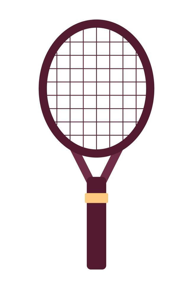 Tennis racquet semi flat colour vector object. Wooden sports equipment. Tennis raquet. Summer sport. Editable cartoon clip art icon on white background. Simple spot illustration for web graphic design