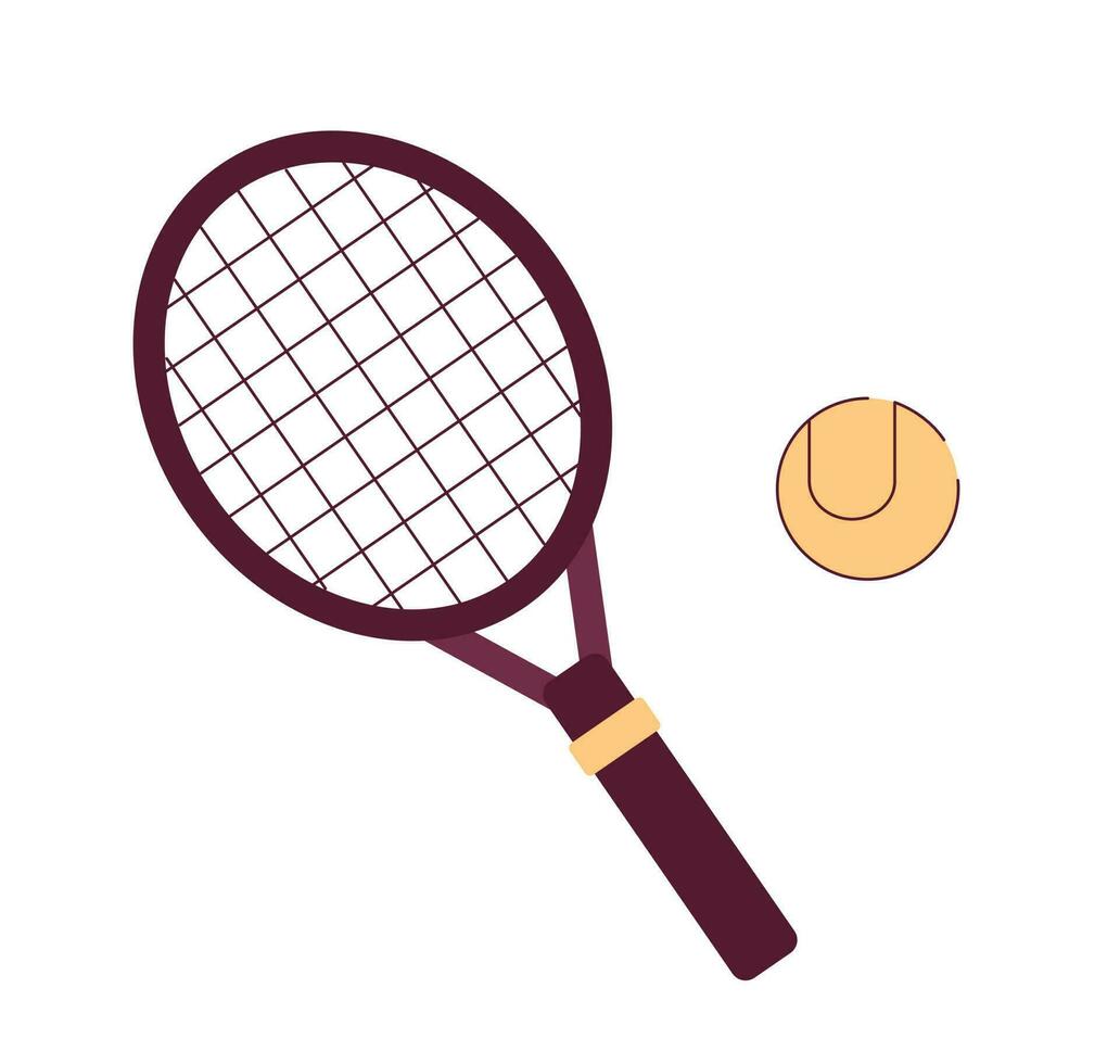 tenis raqueta con pelota semi plano color vector objeto. jugando tenis torneo. activo estilo de vida. editable dibujos animados acortar Arte icono en blanco antecedentes. sencillo Mancha ilustración para web gráfico diseño