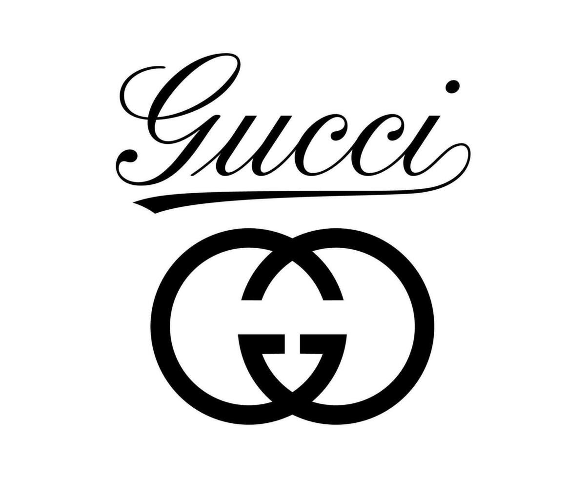 Gucci Logo Brand Clothes Symbol With Name Black Design Fashion Vector Illustration