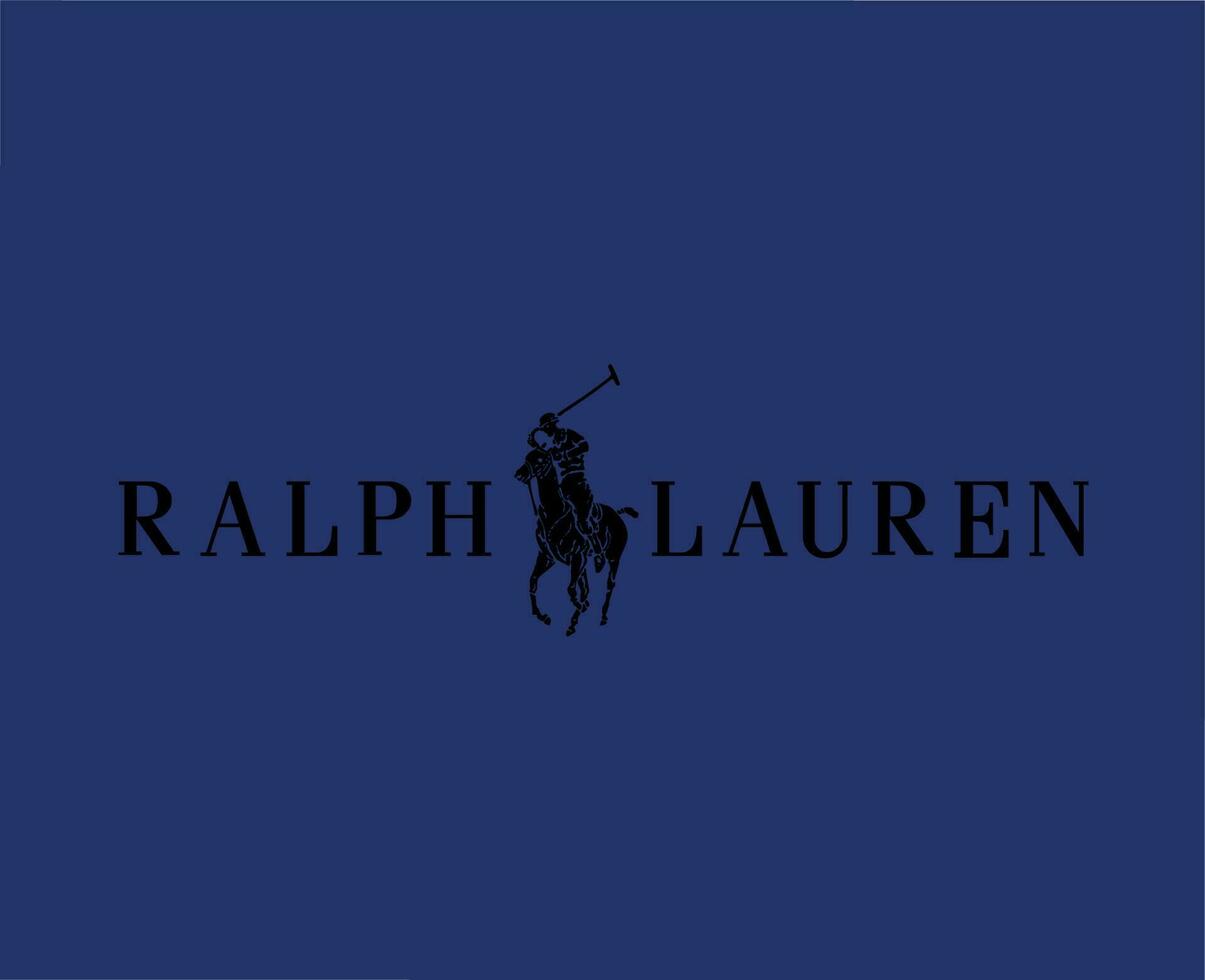 Ralph lauren marca logo con nombre negro símbolo ropa diseño icono resumen vector ilustración con azul antecedentes