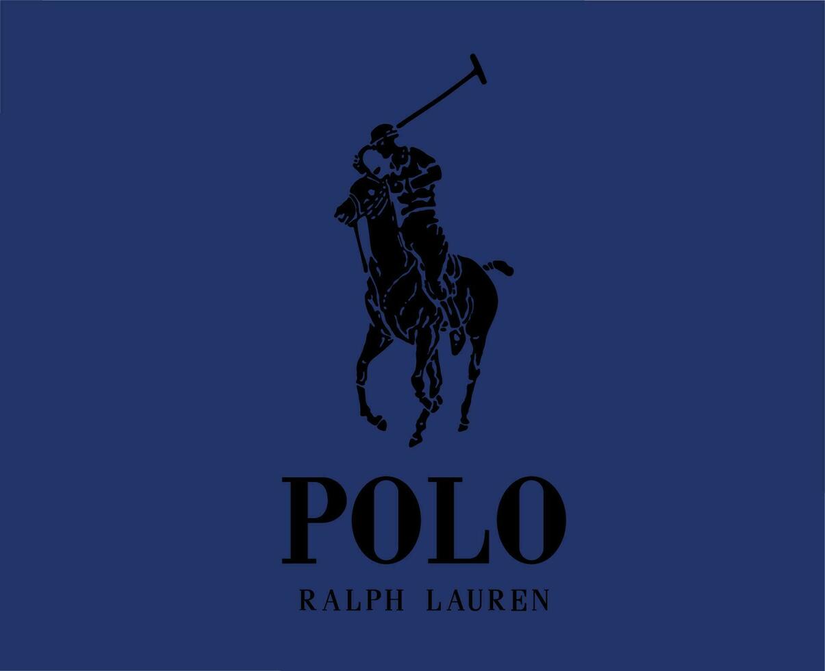 Polo Ralph Lauren Brand Logo Black Symbol Clothes Design Icon Abstract Vector Illustration With Blue Background