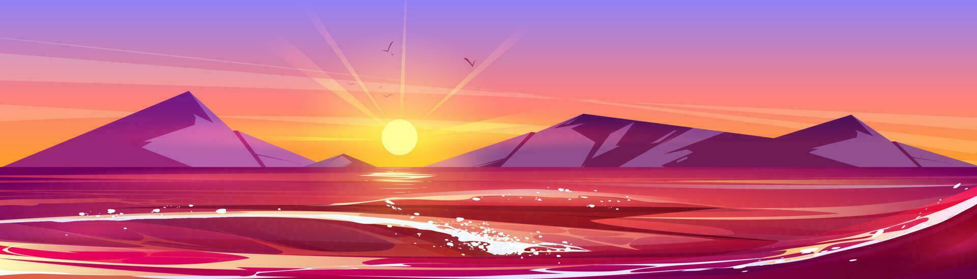 mar paisaje con Dom en cielo en horizonte a puesta de sol vector