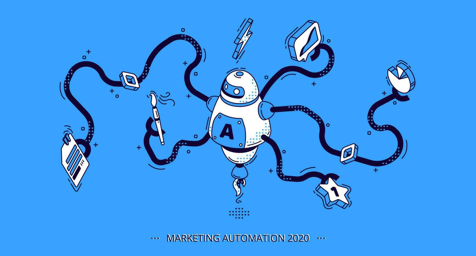 márketing automatización 2020. tecnología para seo vector