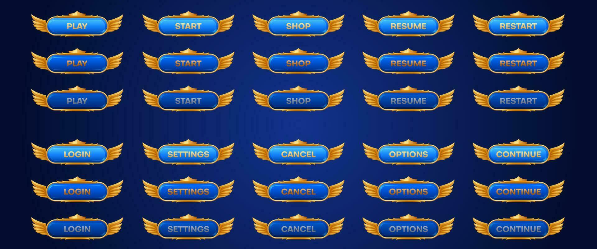Medieval game button animation sprite with crown vector