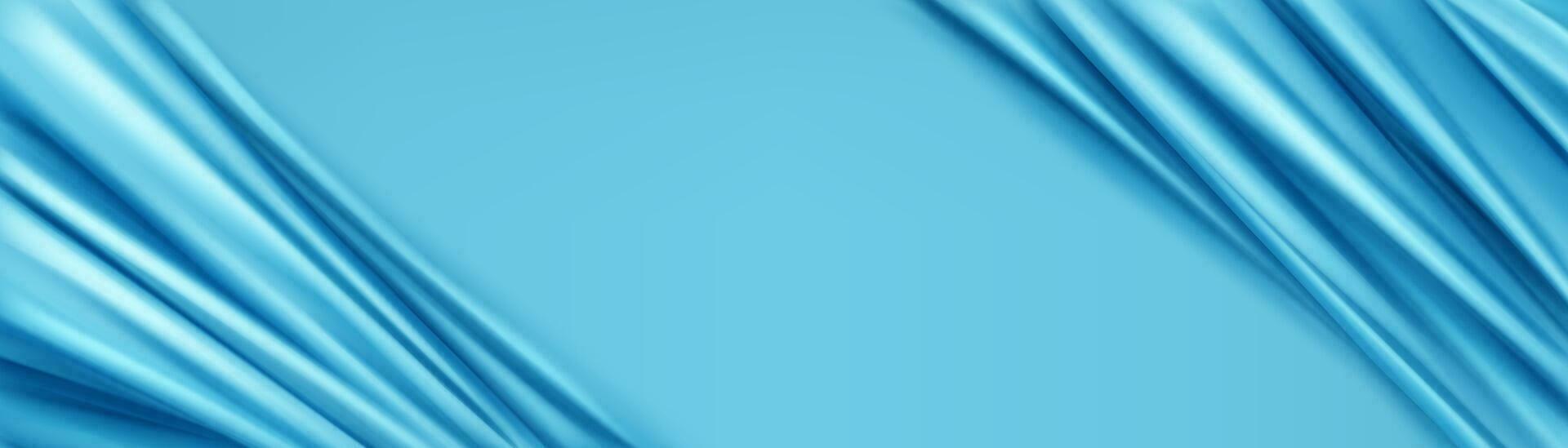 Realistic light blue silk fabric background vector