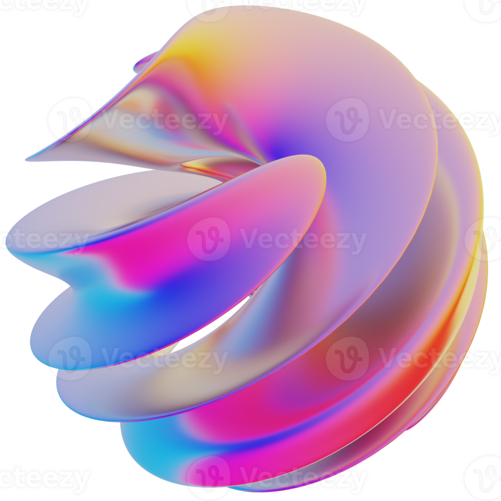 iridescence abstract shape 3D Illustration png