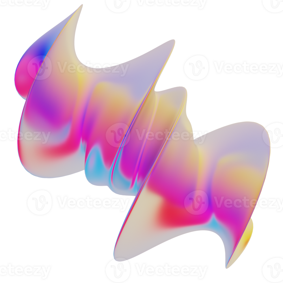 iridescence abstract shape 3D Illustration png