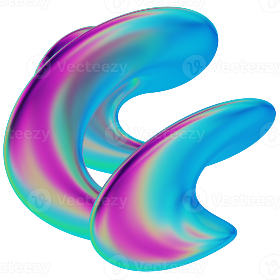 iridescence abstract shape 3D Illustration png