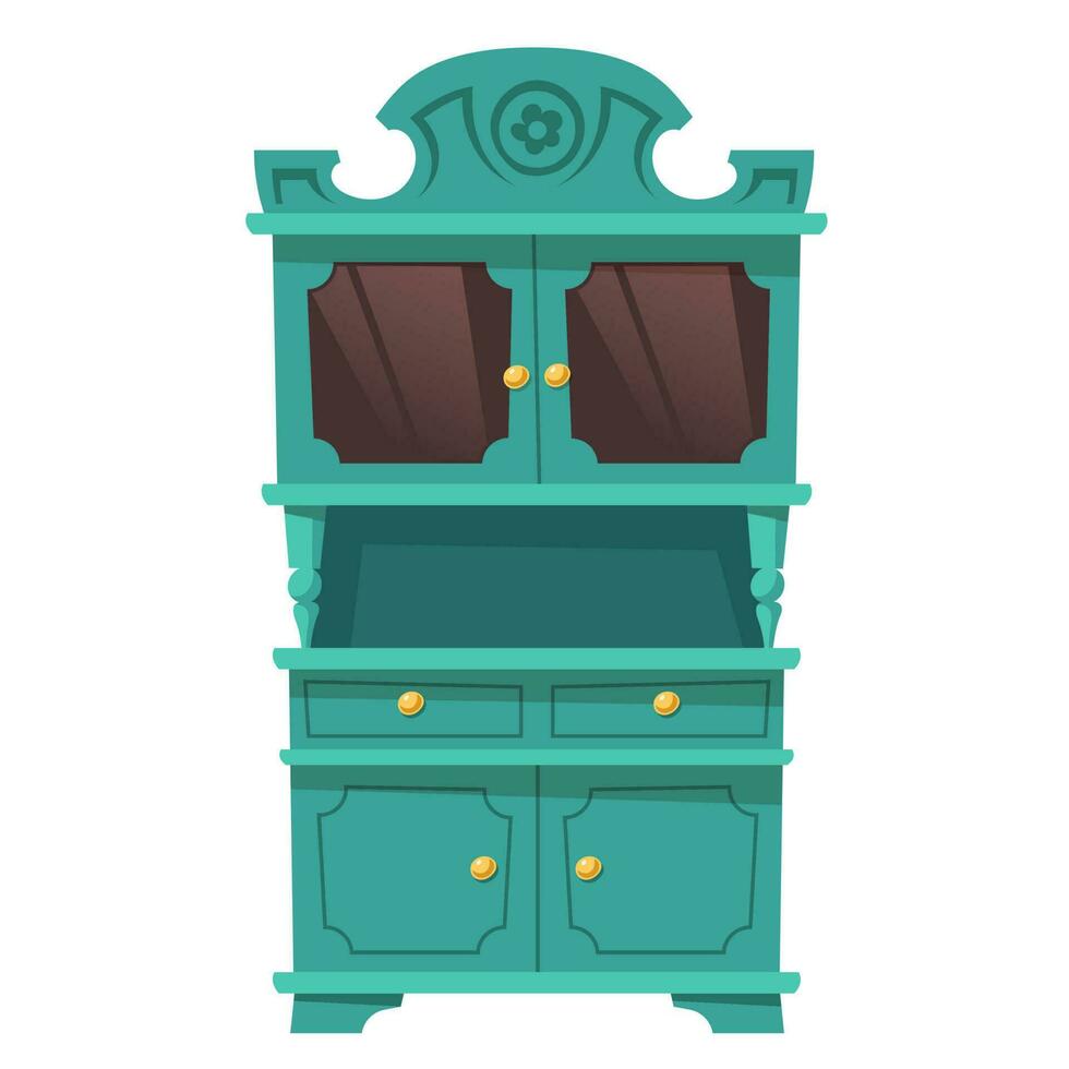 Vintage kitchen cupboard in baroque style vector